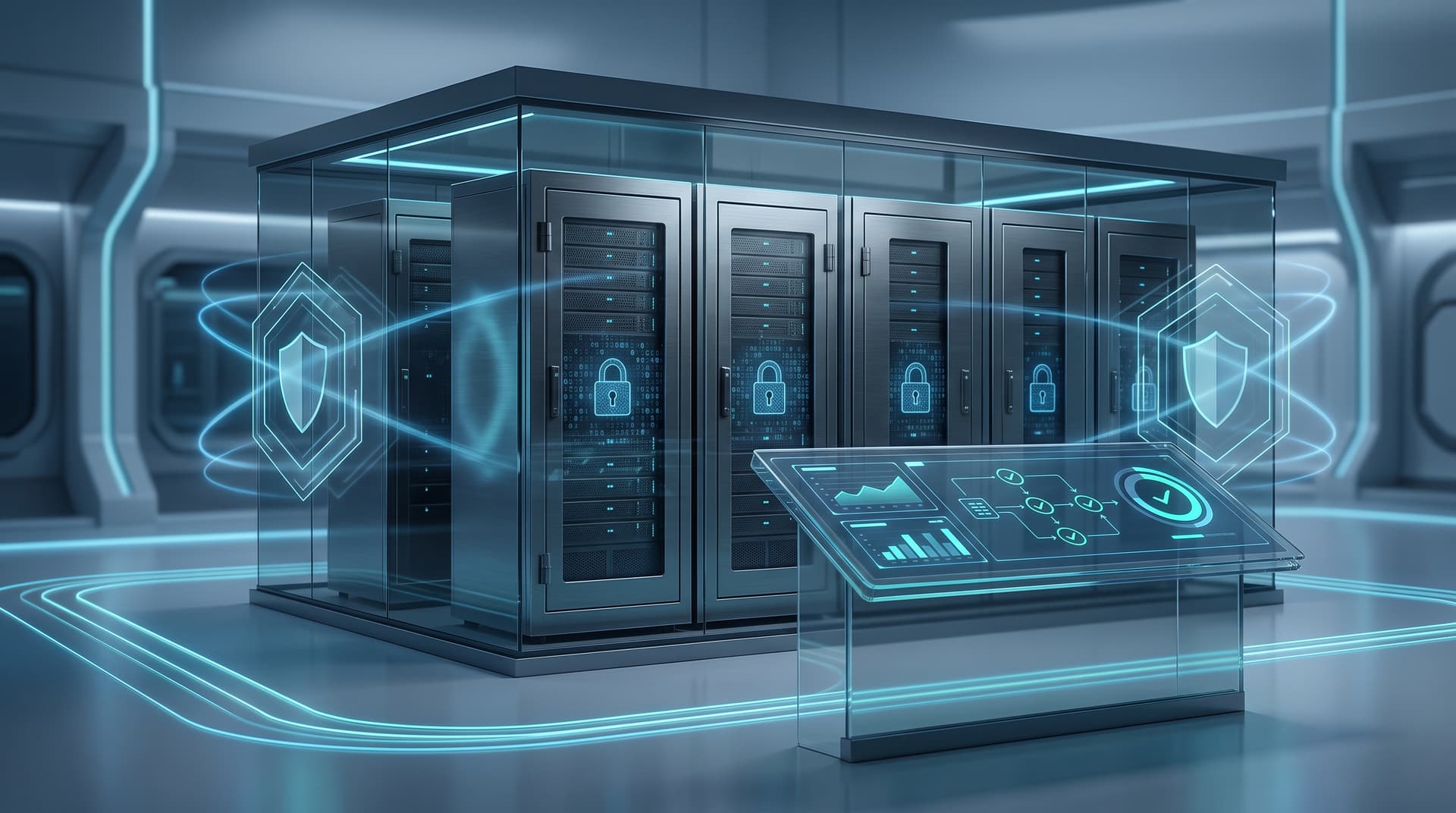 Conceptual illustration of an immutable data vault representing cyber resilience and backup recoverability.