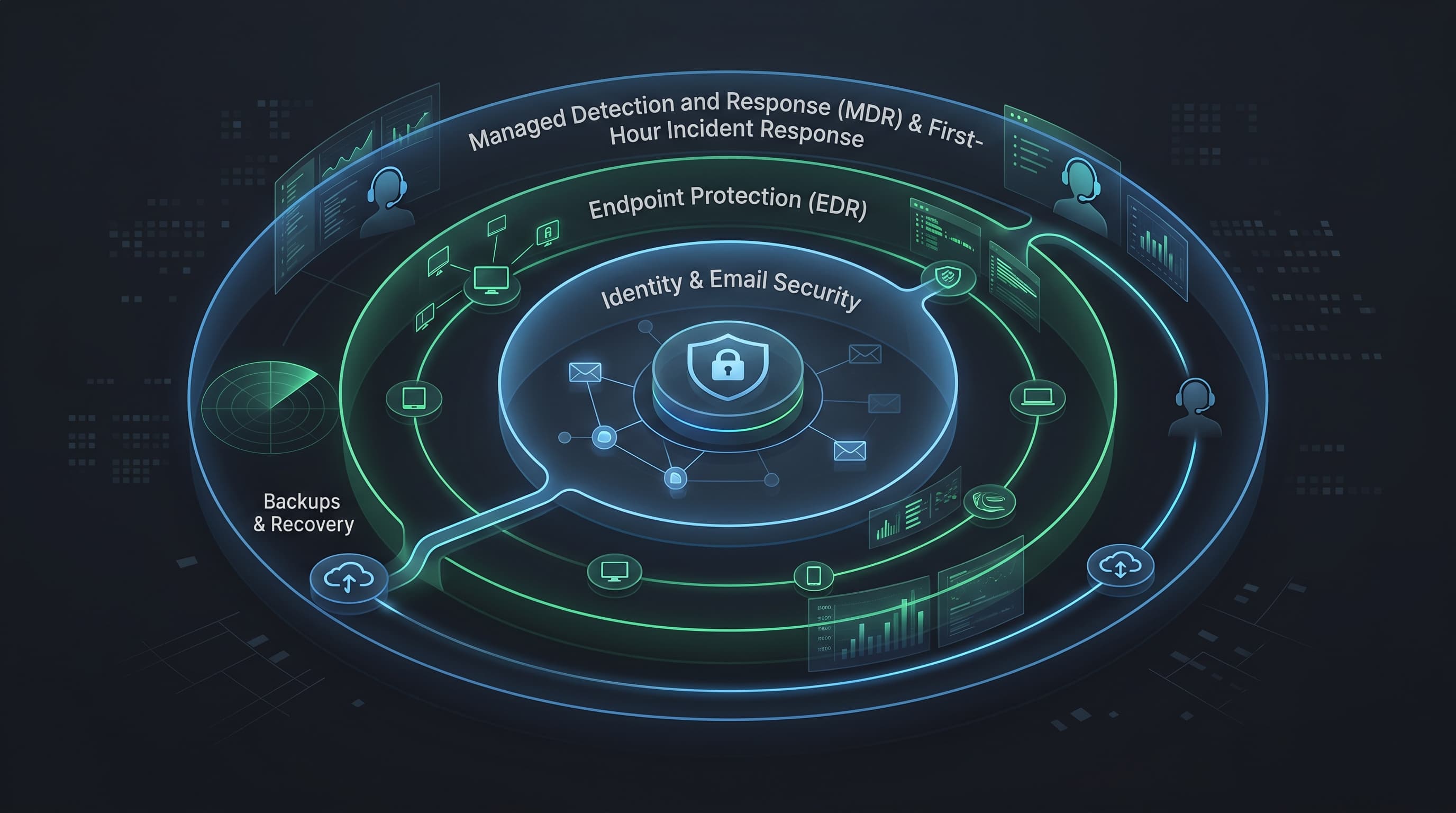 Layered Cybersecurity for SMBs: EDR, MDR, and First-Hour Incident Response