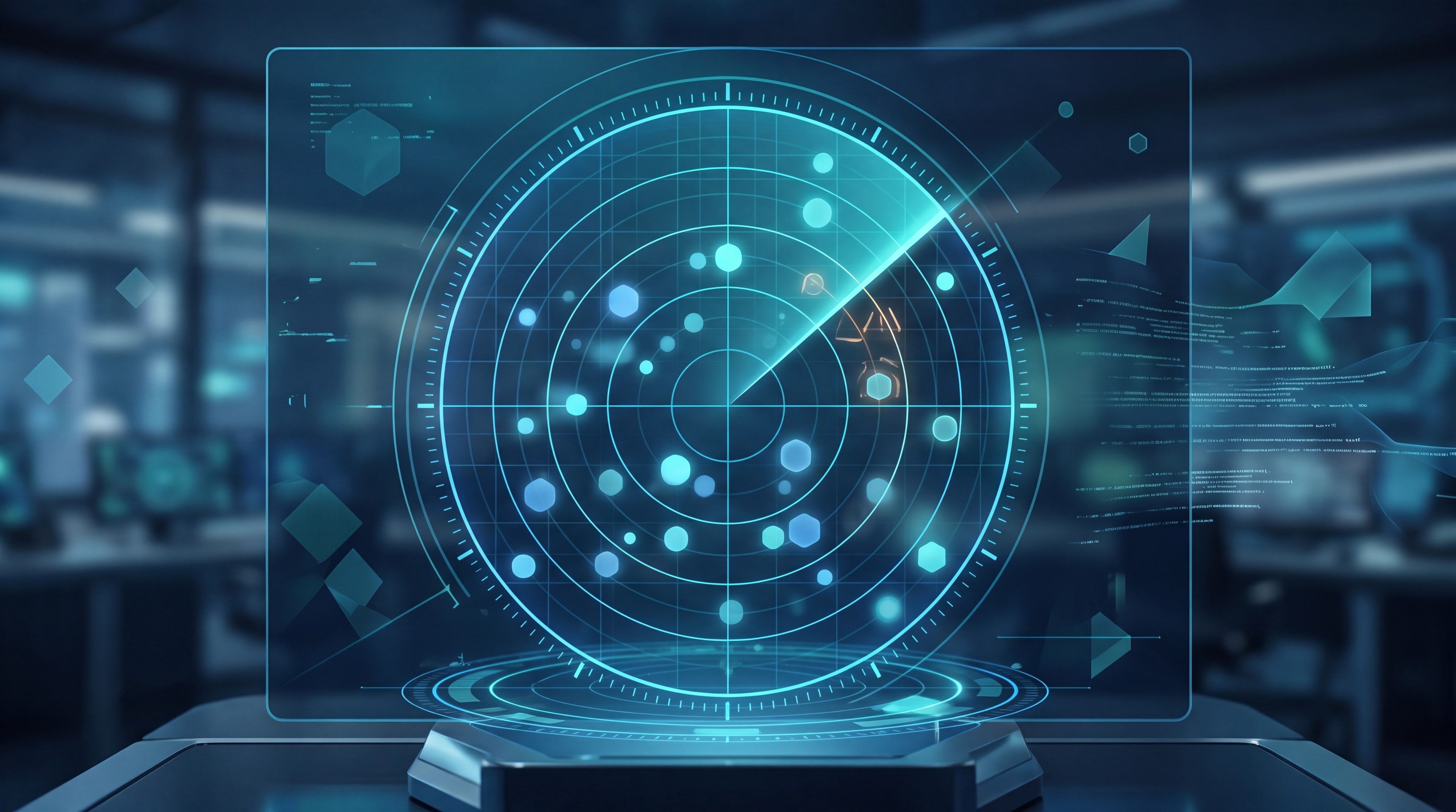 A modern digital radar interface scanning for secure identity nodes.